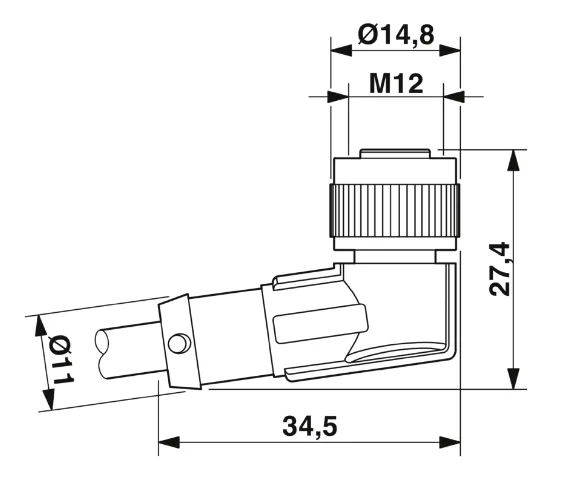 1414580 SAC-3P-M12MS/ 0,3-PVC/M12FR Kábel s konekt.M12/M12, 3pin/3pin,priamy/uhlový, 0,3m