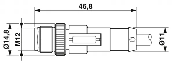 1415532 SAC-3P-M12MS/1,5-PVC/M 8FR Kábel s konektorom M12/M8 3pin/3pin,priamy/uhlový, 1,5m
