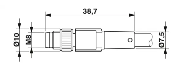 1693351 SAC-3P-M 8MS/ 0,3-PUR/M12FR-2L Kábel s konek. M8/M12, 3pin/3pin,priamy/uhlový,0,3m