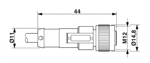 1682401 SAC-3P-M 8MR/1,5-PUR/M12FS Kábel s konek. M8/M12, 3pin/3pin,uhlový/priamy, 1,5m