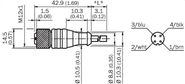 6009382 DOL-1204-G02M Kábel 2m s priamym konektorom M12/4 pin samica