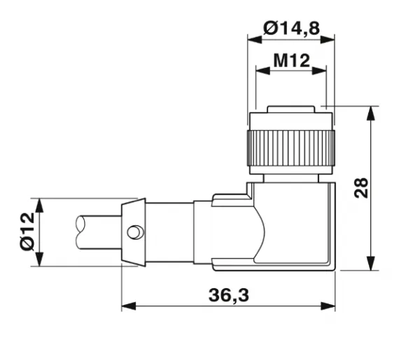 1694570 SAC-3P-M12MS/ 1,5-PUR/M12FR-2 Kábel s konek. M12/M12, 3pin/3pin,priamy/uhlový,1,5m