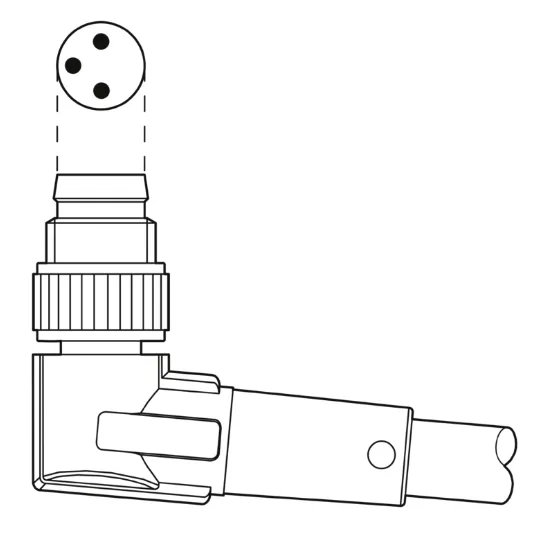 1682401 SAC-3P-M 8MR/1,5-PUR/M12FS Kábel s konek. M8/M12, 3pin/3pin,uhlový/priamy, 1,5m