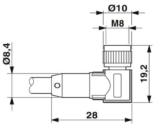 1415903 SAC-3P-M 8MR/1,5-PVC/M 8FR-2L Kábel s konek. M8/M8, 3pin/3pin,uhlový/uhlový, 1,5m