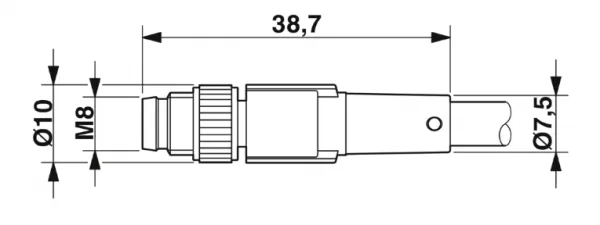 1681965 SAC-3P-M 8MS/1,5-PUR/M 8FR Kábel s konektorom M8/M8, 3pin/3pin,priamy/uhlový, 1,5m