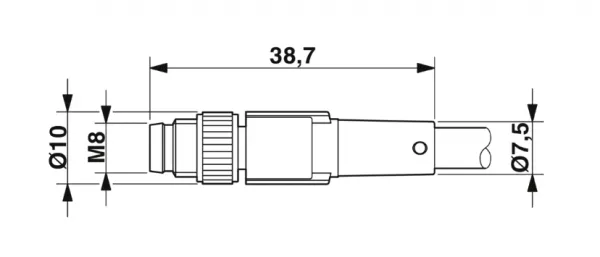 1415572 SAC-4P-M 8MS/0,6-PVC/M 8FR Kábel s konek. M8/M8, 4pin/4pin,priamy/uhlový, 0,6 m