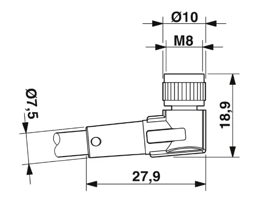 1415572 SAC-4P-M 8MS/0,6-PVC/M 8FR Kábel s konek. M8/M8, 4pin/4pin,priamy/uhlový, 0,6 m