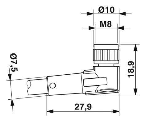 1415532 SAC-3P-M12MS/1,5-PVC/M 8FR Kábel s konektorom M12/M8 3pin/3pin,priamy/uhlový, 1,5m