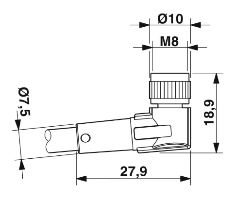 1415889 SAC-3P-M 8MS/1,5-PVC/M 8FR Kábel s konektorom M8/M8, 3pin/3pin,priamy/uhlový, 1,5m