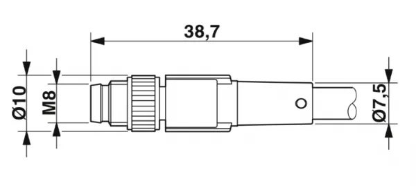 1682210 SAC-4P-M 8MS/3,0-PUR/M 8FR Kábel s konektorom M8/M8, 4pin/4pin,priamy/uhlový, 3m