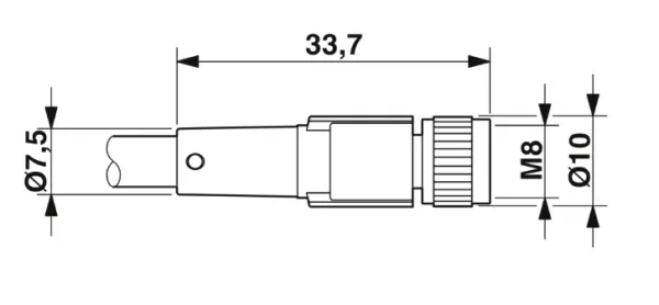 1693076 SAC-4P-M12MS/0,6-PUR/M 8FS Kábel s konek. M12/M8, 4pin/4pin,priamy/priamy, 0,6m