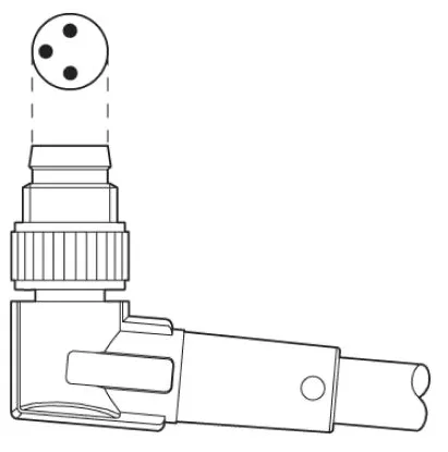 1415884 SAC-3P-M 8MR/3,0-PVC/M 8FS Kábel s konektorom M8/M8, 3pin/3pin,uhlový/priamy, 3m