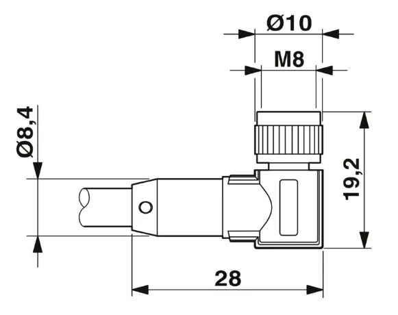 1508174 SAC-3P- 5,0-PVC/M 8FR-2L Kábel s konek. M8 /3pin, uhlový /voľný koniec kábla, 5m