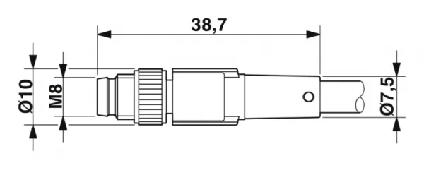 1693364 SAC-3P-M 8MS/ 0,6-PUR/M12FR-2L Kábel s konek.M8/M12, 3pin/3pin,priamy/uhlový, 0,6m