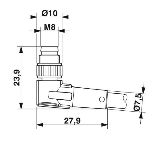 1682414 SAC-3P-M 8MR/3,0-PUR/M12FS Kábel s konektorom M8/M12, 3pin/3pin,uhlový/priamy, 3m