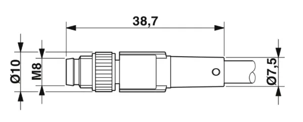 1681978 SAC-3P-M 8MS/3,0-PUR/M 8FR Kábel s konektorom M8/M8, 3pin/3pin,priamy/uhlový, 3m