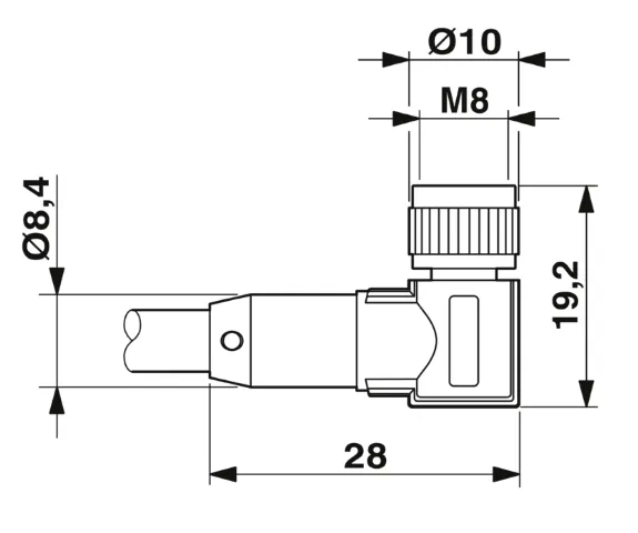 1415904 SAC-3P-M 8MR/3,0-PVC/M 8FR-2L Kábel s konek. M8/M8, 3pin/3pin,uhlový/uhlový, 3m