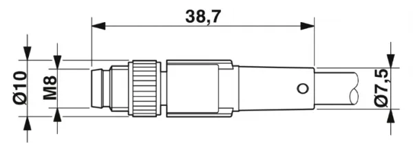 1681936 SAC-3P-M 8MS/ 3,0-PUR/M 8FS Kábel s konek. M8/M8, 3pin/3pin,priamy/priamy, 3m