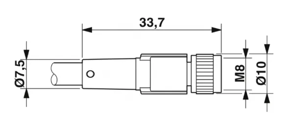 1668881 SAC-3P-M12MR/0,6-PUR/M 8FS Kábel s konek. M12/M8, 3pin/3pin,uhlový/priamy, 0,6m