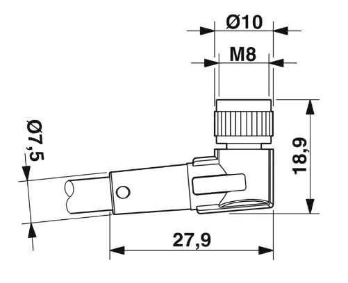 1415533 SAC-3P-M12MS/3,0-PVC/M 8FR Kábel s konektorom M12/M8 3pin/3pin,priamy/uhlový, 3m