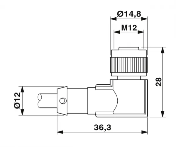 1668768 SAC-4P-M12MR/0,6-PUR/M12FR-3 Kábel s konek. M12/M12, 4pin/4pin,uhlový/uhlový,0,6 m