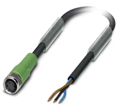1510748 SAC-3P- 5,0-PVC/M 8FS Kábel s konektorom M8 /3pin, priamy /voľný koniec kábla, 5m