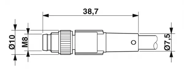 1693584 SAC-3P-M 8MS/10,0-PUR Kábel s konektorom M8/3pin/priamy /voľný koniec kábla, 10m