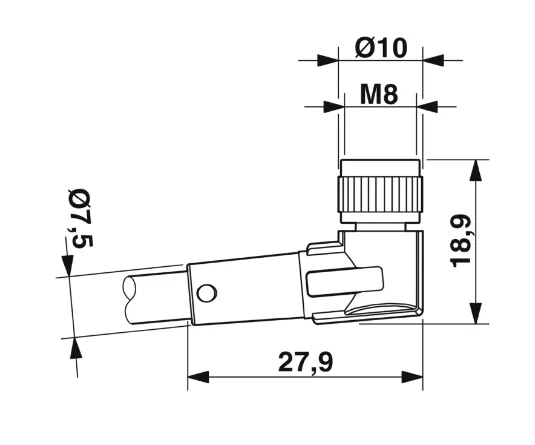 1681978 SAC-3P-M 8MS/3,0-PUR/M 8FR Kábel s konektorom M8/M8, 3pin/3pin,priamy/uhlový, 3m
