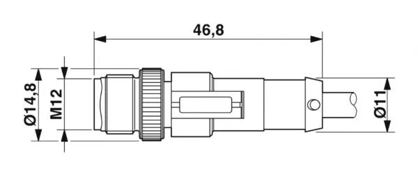 1694583 SAC-3P-M12MS/ 3,0-PUR/M12FR-2L Kábel s konek. M12/M12, 3pin/3pin,priamy/uhlový, 3m