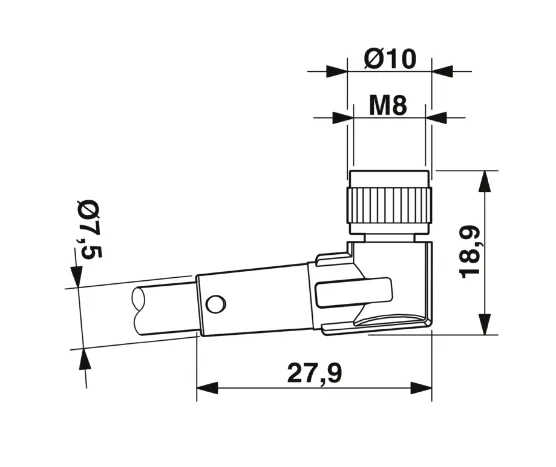 1682265 SAC-4P-M 8MR/0,3-PUR/M 8FR Kábel s konektorom M8/M8, 4pin/4pin,uhlový/uhlový, 0,3m