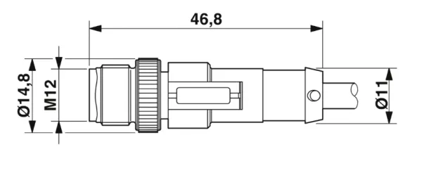 1415617 SAC-4P-M12MS/ 0,3-PVC/M12FR Kábel s konek. M12/M12, 4pin/4pin,priamy/uhlový, 0,3m