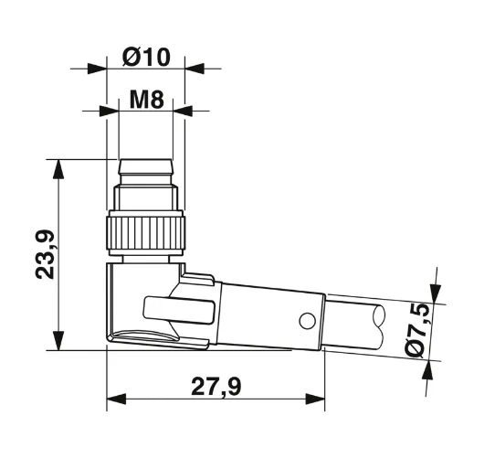 1682265 SAC-4P-M 8MR/0,3-PUR/M 8FR Kábel s konektorom M8/M8, 4pin/4pin,uhlový/uhlový, 0,3m