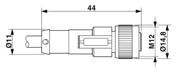 1414576 SAC-3P-M12MS/0,3-PVC/M12FS Kábel s konek. M12/M12, 3pin/3pin,priamy/priamy,0,3m
