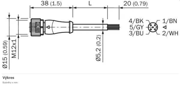 2096241 YF2A15-100VB5XLEAX Kábel s konektorom M12/5pin/10m, priamy.