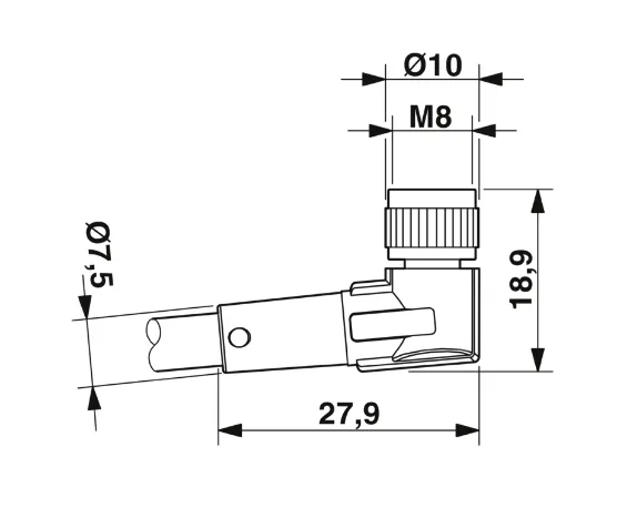 1682278 SAC-4P-M 8MR/0,6-PUR/M 8FR Kábel s konektorom M8/M8, 4pin/4pin,uhlový/uhlový, 0,6m