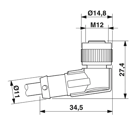 1681541 SAC-3P-M12MS/ 0,3-PUR/M12FR Kábel s konek. M12/M12, 3pin/3pin,priamy/uhlový, 0,3m