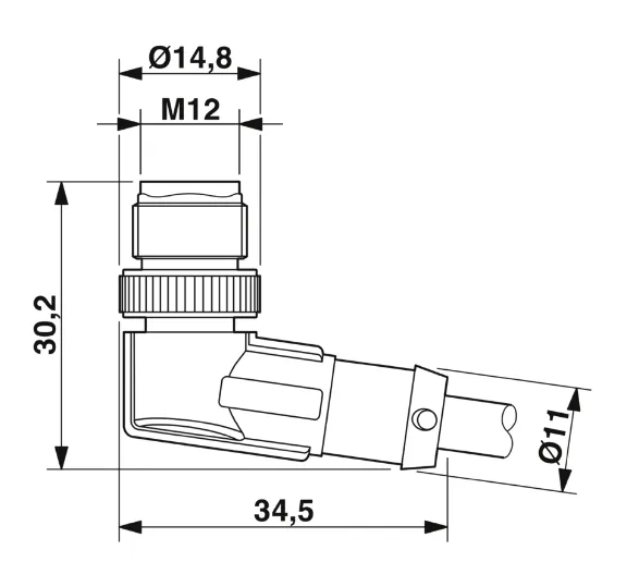1415636 SAC-4P-M12MR/3,0-PVC/M12FS Kábel s konek. M12/M12, 4pin/4pin,uhlový/priamy, 3m