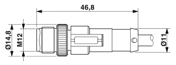 1414580 SAC-3P-M12MS/ 0,3-PVC/M12FR Kábel s konekt.M12/M12, 3pin/3pin,priamy/uhlový, 0,3m