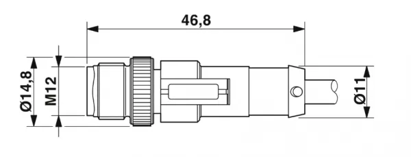 1681541 SAC-3P-M12MS/ 0,3-PUR/M12FR Kábel s konek. M12/M12, 3pin/3pin,priamy/uhlový, 0,3m