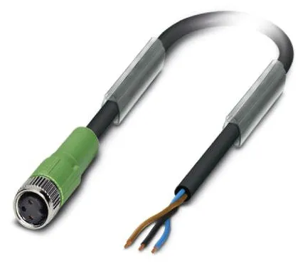 1506532 SAC-3P-10,0-PVC/M 8FS Kábel s konektorom M8 /3pin, priamy /voľný koniec kábla, 10m