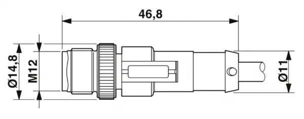 1414577 SAC-3P-M12MS/0,6-PVC/M12FS Kábel s konek. M12/M12, 3pin/3pin,priamy/priamy, 0,6m