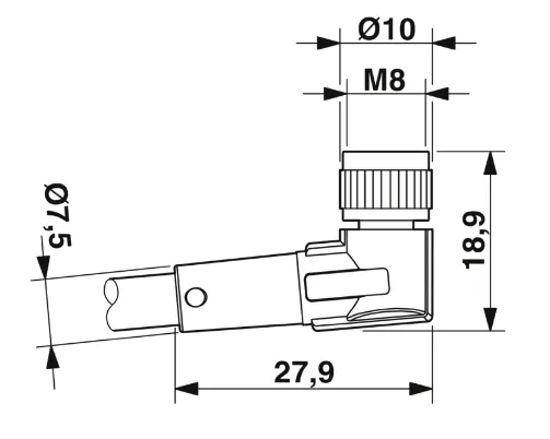 1415538 SAC-3P-M12MR/0,3-PVC/M 8FR Kábel s konektorom M12/M8 3pin/3pin,uhlový/uhlový, 0,3m