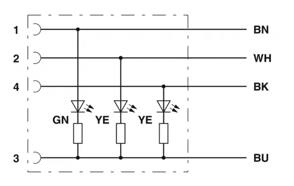 1415620 SAC-4P-M12MS/0,3-PVC/M12FR-3L Kábel s konek. M12/M12, 4pin/4pin,priamy/uhlový,0,3m