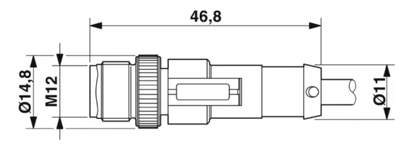 1414581 SAC-3P-M12MS/ 0,6-PVC/M12FR Kábel s konek.M12/M12, 3pin/3pin,priamy/uhlový, 0,6m