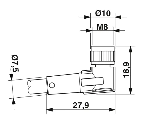 1668946 SAC-3P-M12MR/3,0-PUR/M 8FR Kábel s konektorom M12/M8, 3pin/3pin, uhlový/uhlový, 3m