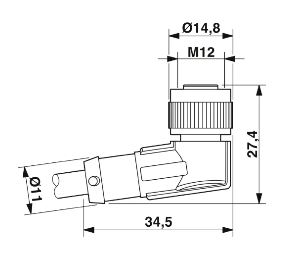 1415618 SAC-4P-M12MS/1,5-PVC/M12FR Kábel s konek. M12/M12, 4pin/4pin,priamy/uhlový, 1,5m