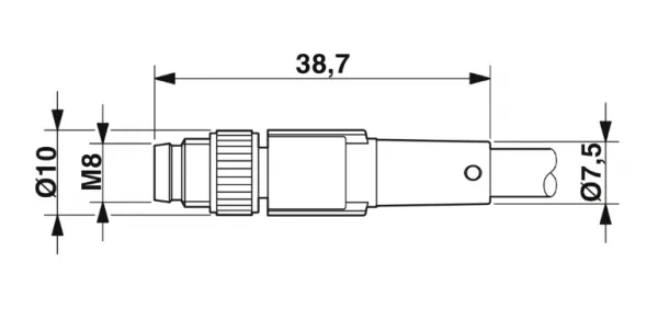 1693403 SAC-3P-M 8MS/ 3,0-PUR/M12FR-2 Kábel s konek. M8/M12, 3pin/3pin,priamy/uhlový, 3m