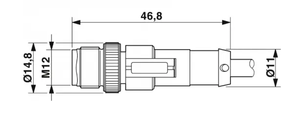 1681554 SAC-3P-M12MS/ 0,6-PUR/M12FR Kábel s konek. M12/M12, 3pin/3pin,priamy/uhlový, 0,6m