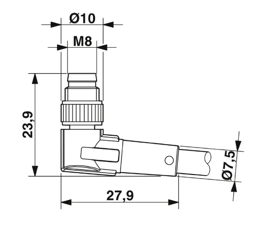 1681703 SAC-3P-M 8MR/3,0-PUR Kábel s konektorom M8/3pin, uhlový /voľný koniec kábla, 3m