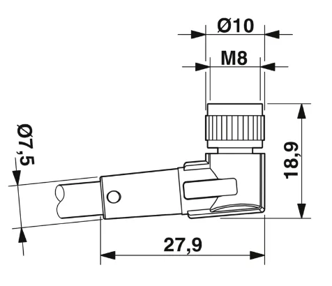 1415872 SAC-3P- 1,5-PVC/M 8FR Kábel s konektorom M8 /3pin,uhlový /voľný koniec kábla, 1,5m